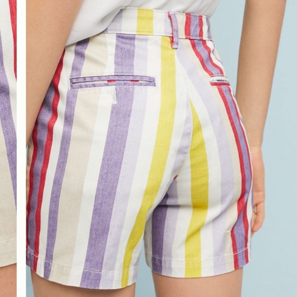 Anthropologie Rainbow Stripe Relaxed Chino Shorts - Picture 7 of 7